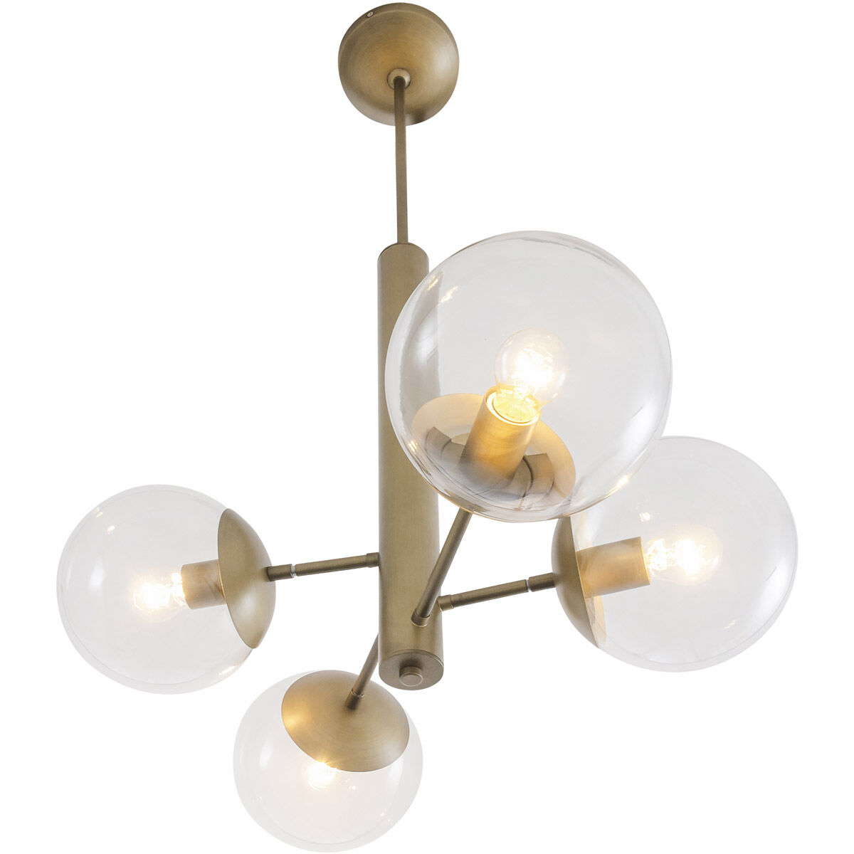 Mid-century 4 Light 28 inch Antique Brass Chandelier Ceiling Light