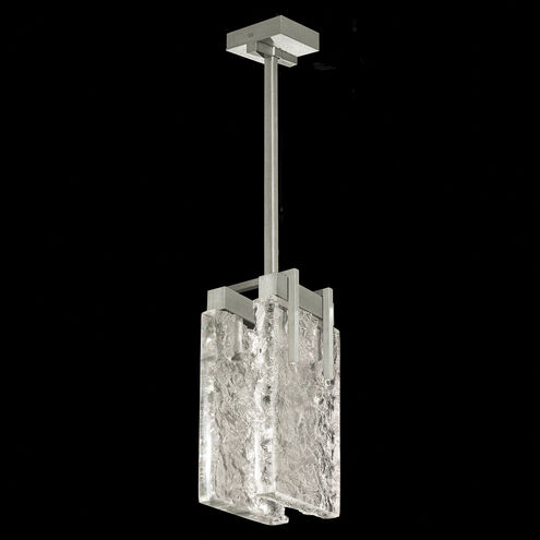 Terra LED 7.75 inch Silver Pendant Ceiling Light in Clear Studio Glass