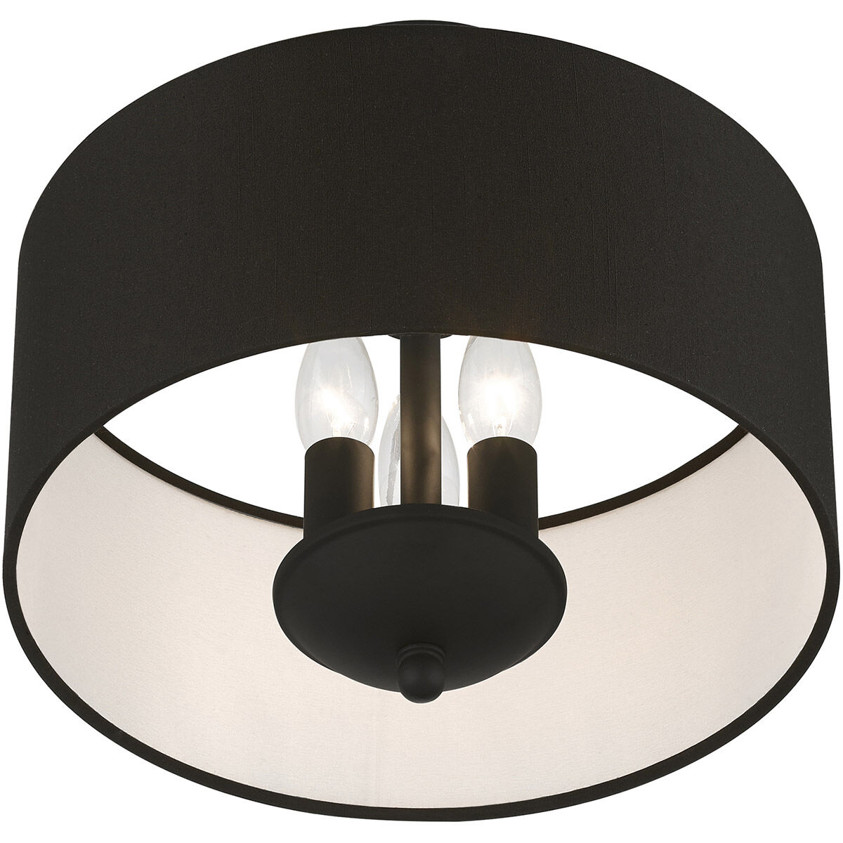 Birchwood 3 Light 12 inch Black Semi-Flush Mount Ceiling Light
