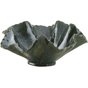 Verdant Bloom Glossy Emerald Glaze Outdoor Bowl