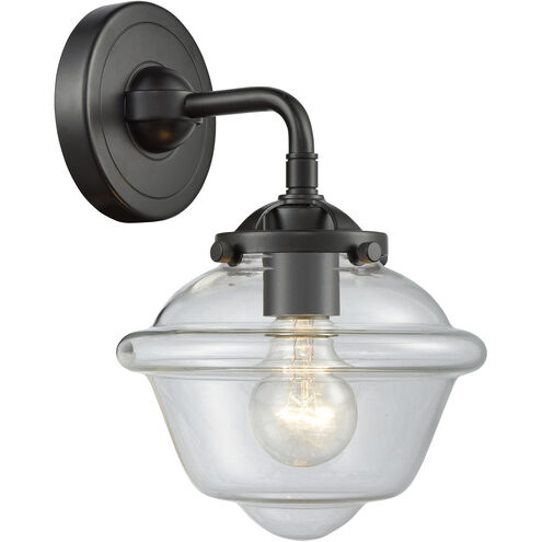 Nouveau Small Oxford 1 Light 8 inch Oil Rubbed Bronze Sconce Wall Light in Clear Glass, Nouveau
