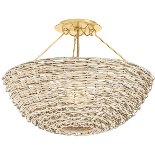 Campo 1 Light 18.25 inch Vintage Gold Leaf Semi Flush Ceiling Light