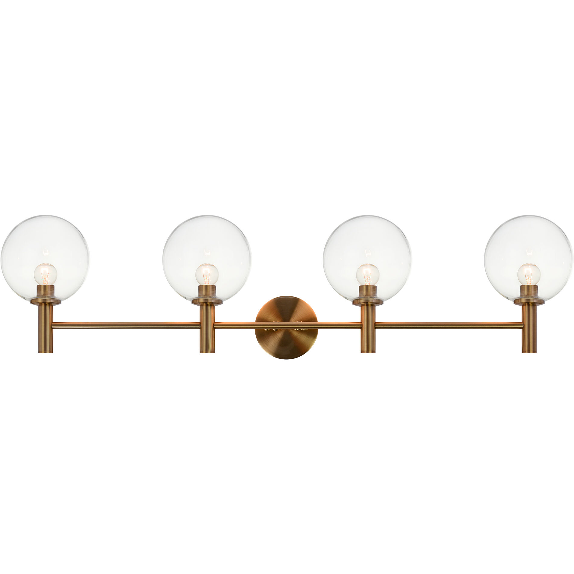 Cosmo 4 Light 36 inch Aged Gold Brass Wall Sconce Wall Light in Aged Gold Brass and Clear