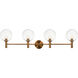 Cosmo 4 Light 36 inch Aged Gold Brass Wall Sconce Wall Light in Aged Gold Brass and Clear