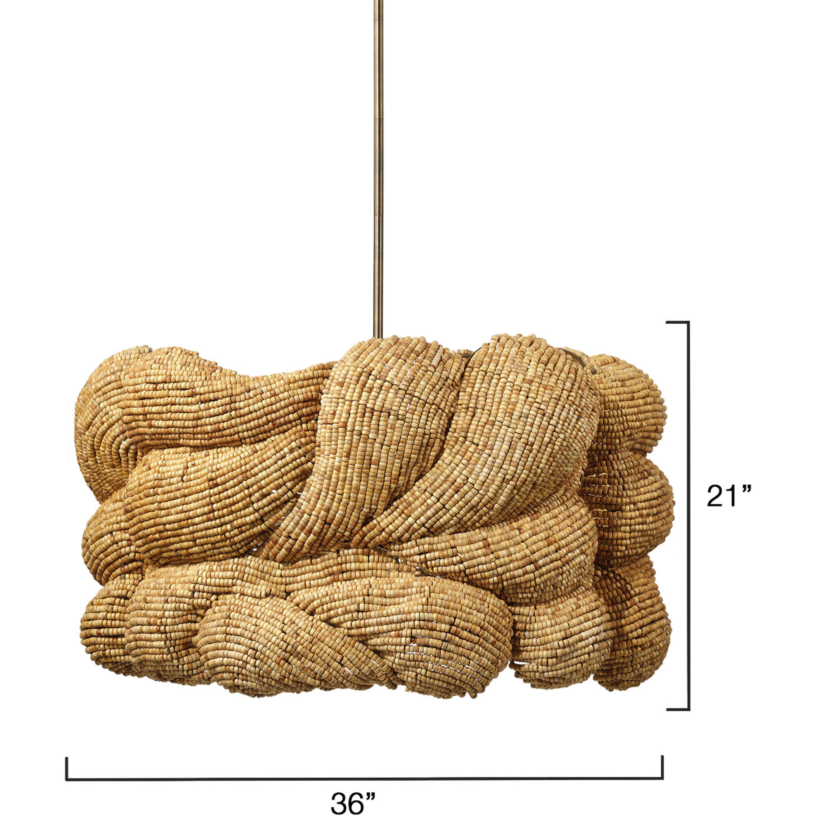 Anguilla LED 36 inch Natural Wood Beads Chandelier Ceiling Light, Large, Inline