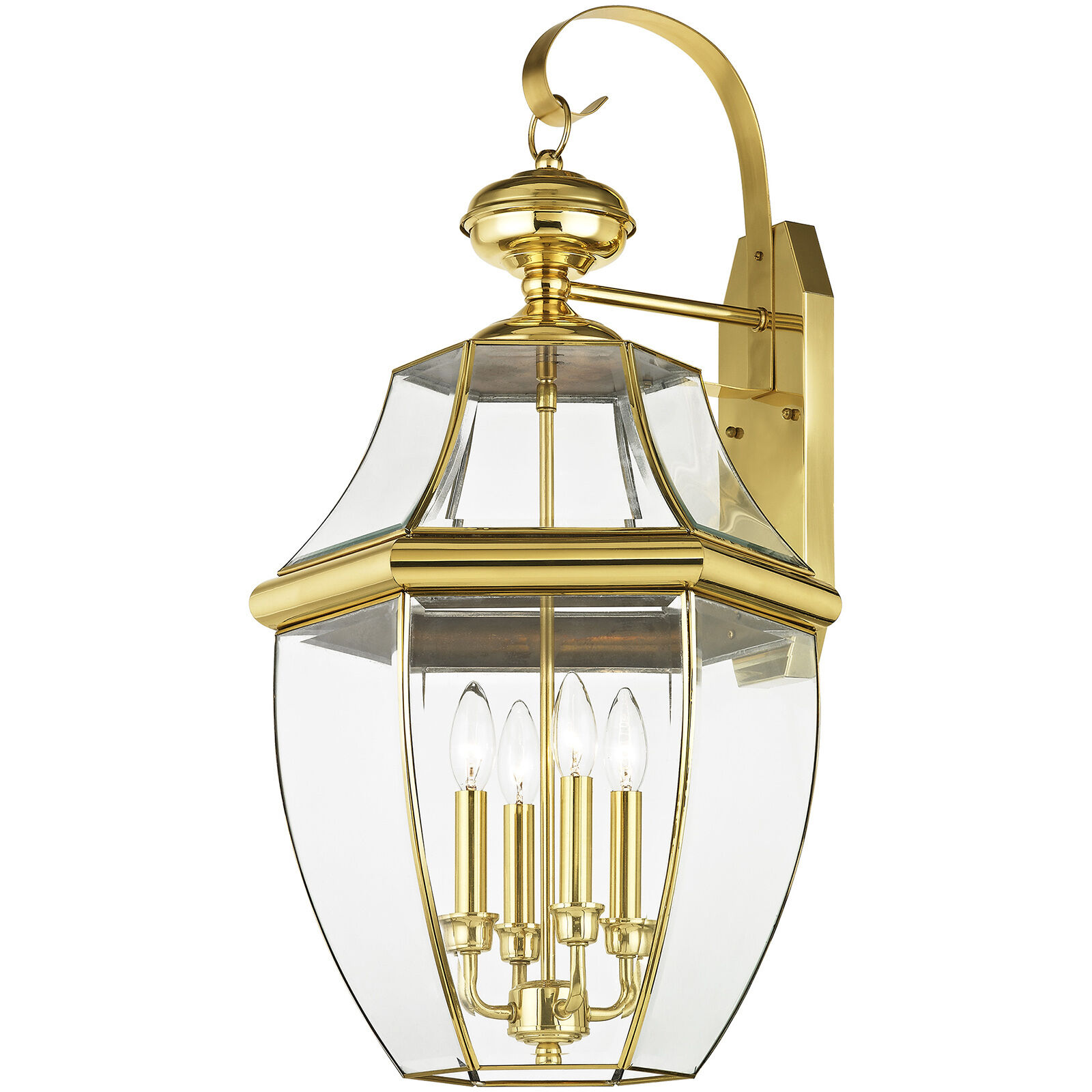 Monterey 4 Light 30 inch Polished Brass Outdoor Wall Lantern