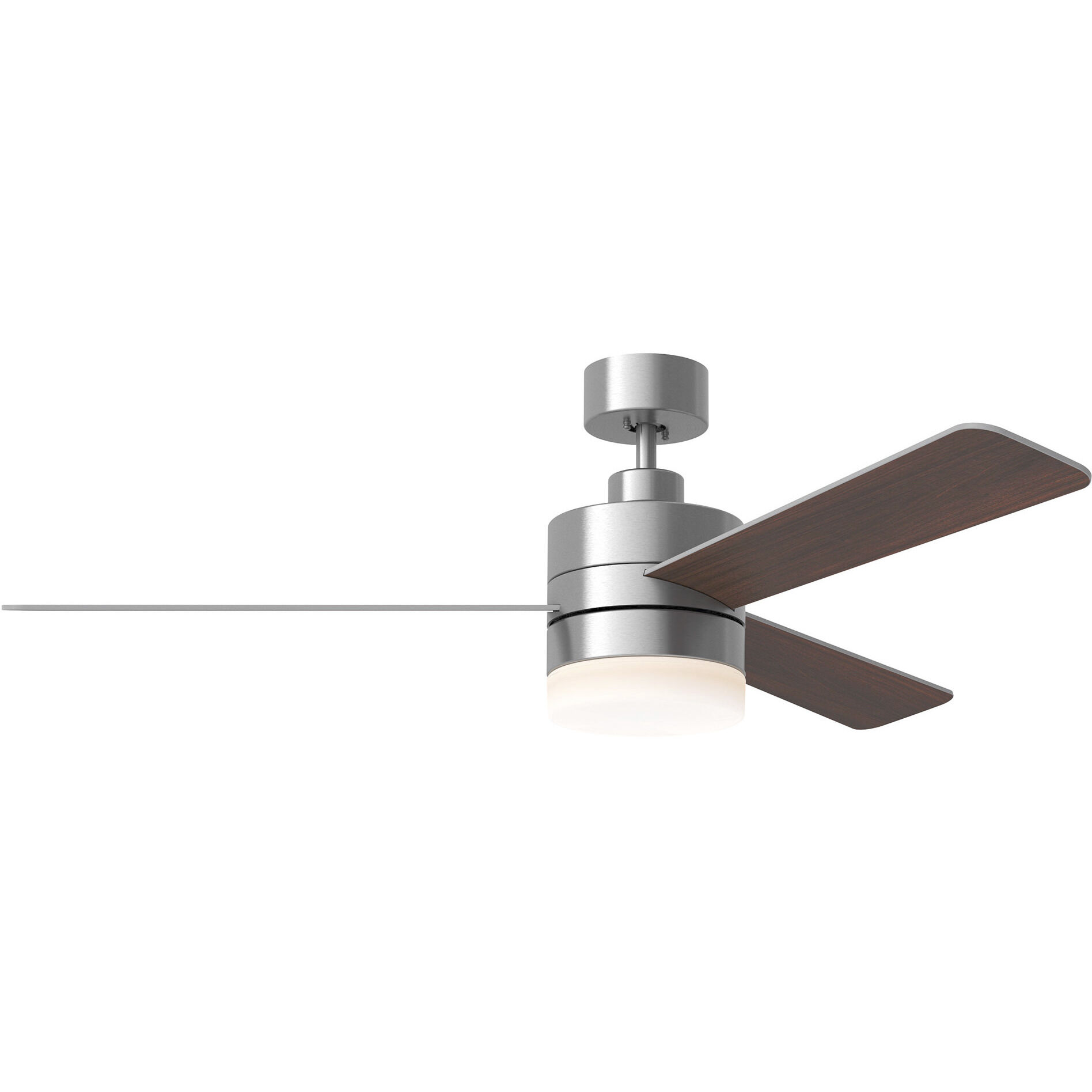 Era 52 LED 52 inch Brushed Steel with Silver/American Walnut reversible blades Indoor/Outdoor Ceiling Fan