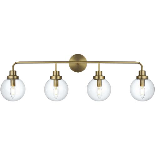 Hanson 4 Light 37 inch Satin Gold Bath Sconce Wall Light
