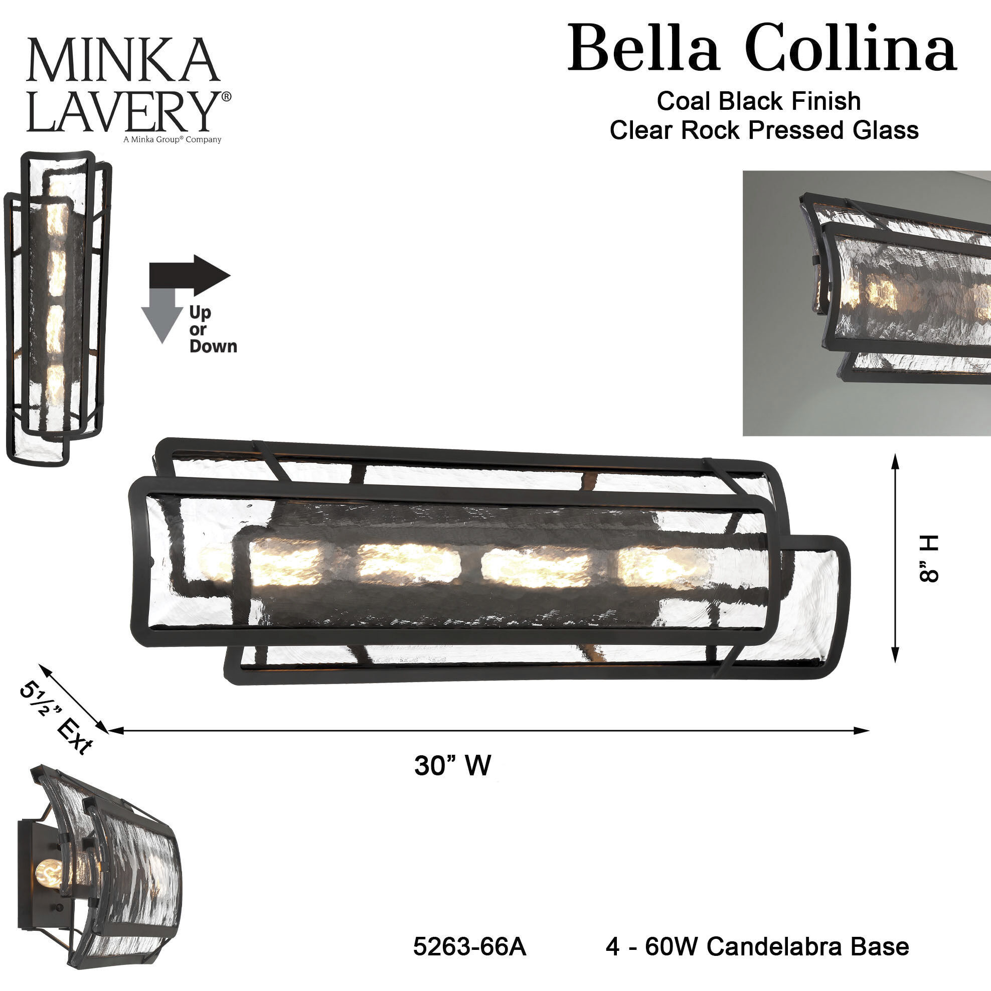Bella Collina 2 Light 30 inch Coal Bath Vanity Wall Light