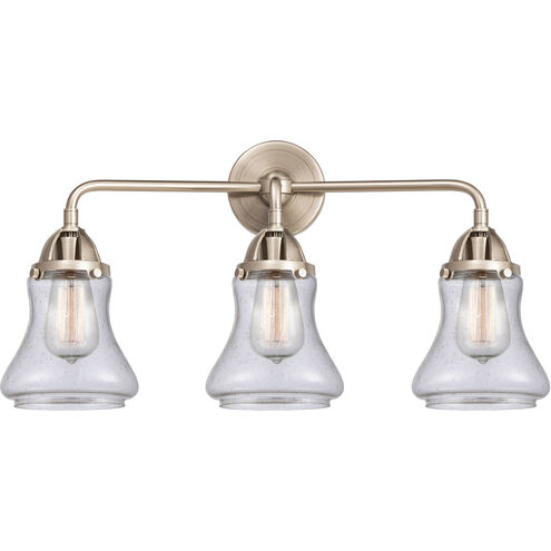 Nouveau 2 Bellmont 3 Light 24 inch Brushed Brass Bath Vanity Light Wall Light in Seedy Glass