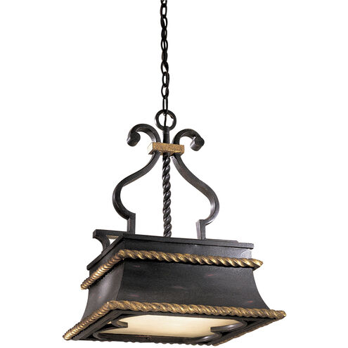 Montparnasse 3 Light 17 inch French Coal with Gold Leaf Pendant Ceiling Light