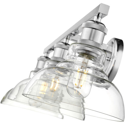 Carver 3 Light 28 inch Chrome Bath Vanity Wall Light in Clear Glass