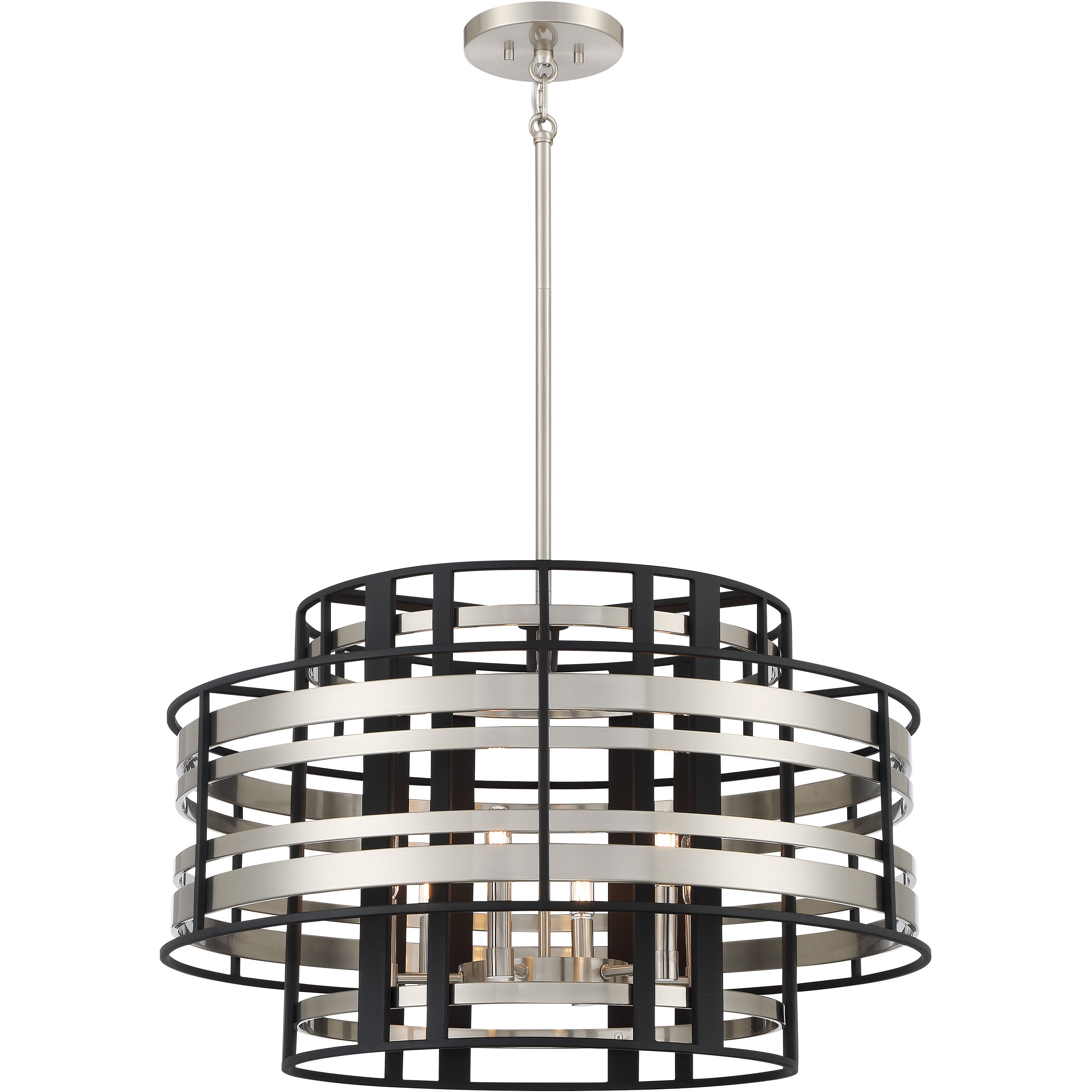 Presten 6 Light 28 inch Brushed Nickel with Sand Coal Pendant Ceiling Light