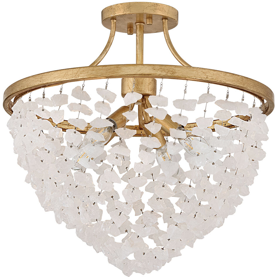Myra 4 Light 18 inch Distressed Brass Semi-flush Mount Ceiling Light