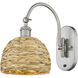 Woven Rattan Sconce Wall Light in Satin Nickel
