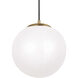 Leo - Hanging Globe LED 14 inch Satin Brass Pendant Ceiling Light