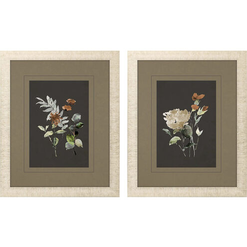 Florals Gray and Brown and Orange and Green Framed Art