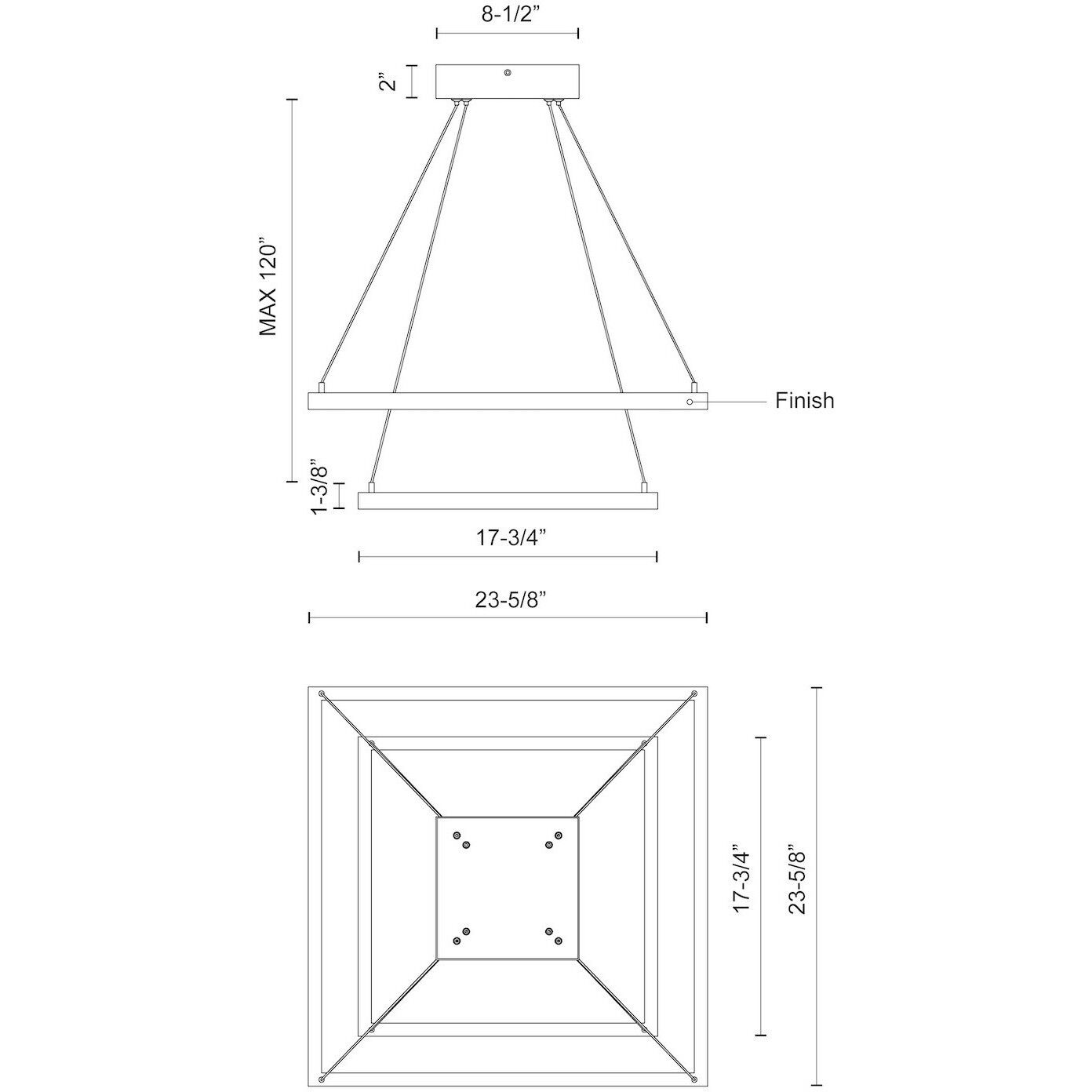Piazza LED 23.63 inch Brushed Gold Chandelier Ceiling Light