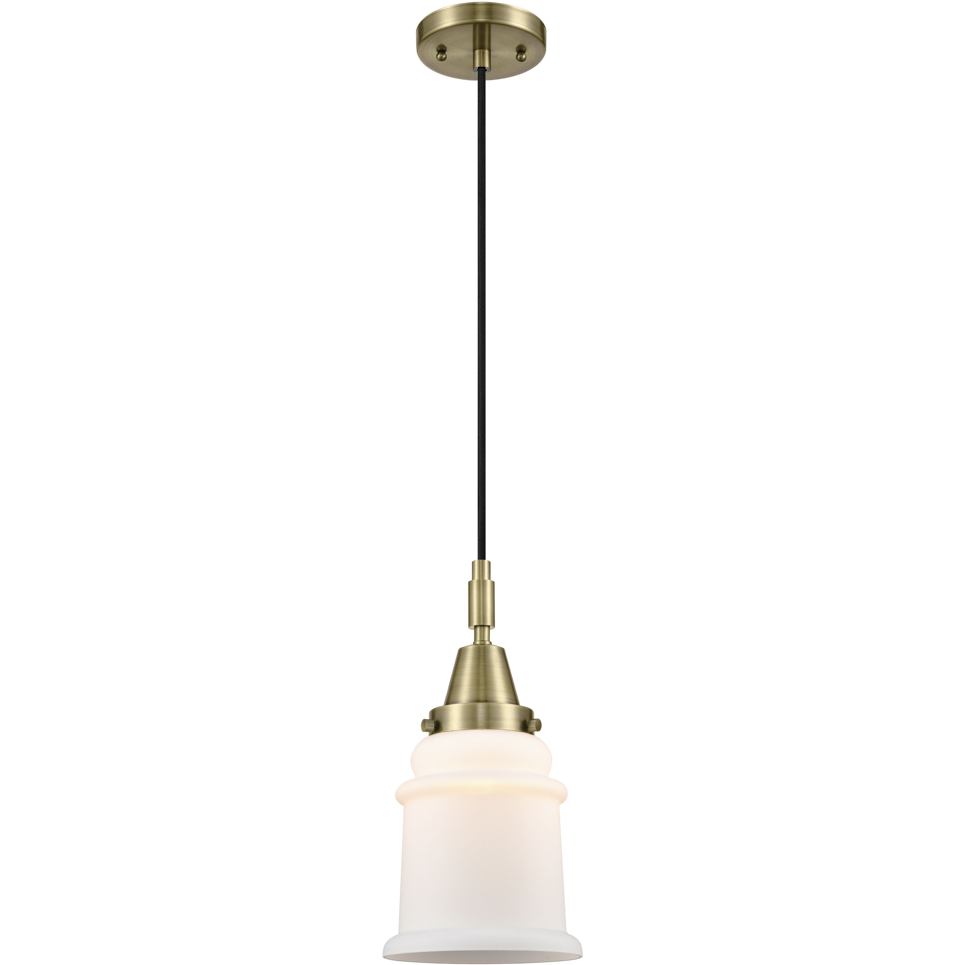 Canton 1 Light 6 inch Antique Brass Mini Pendant Ceiling Light in Matte White Glass
