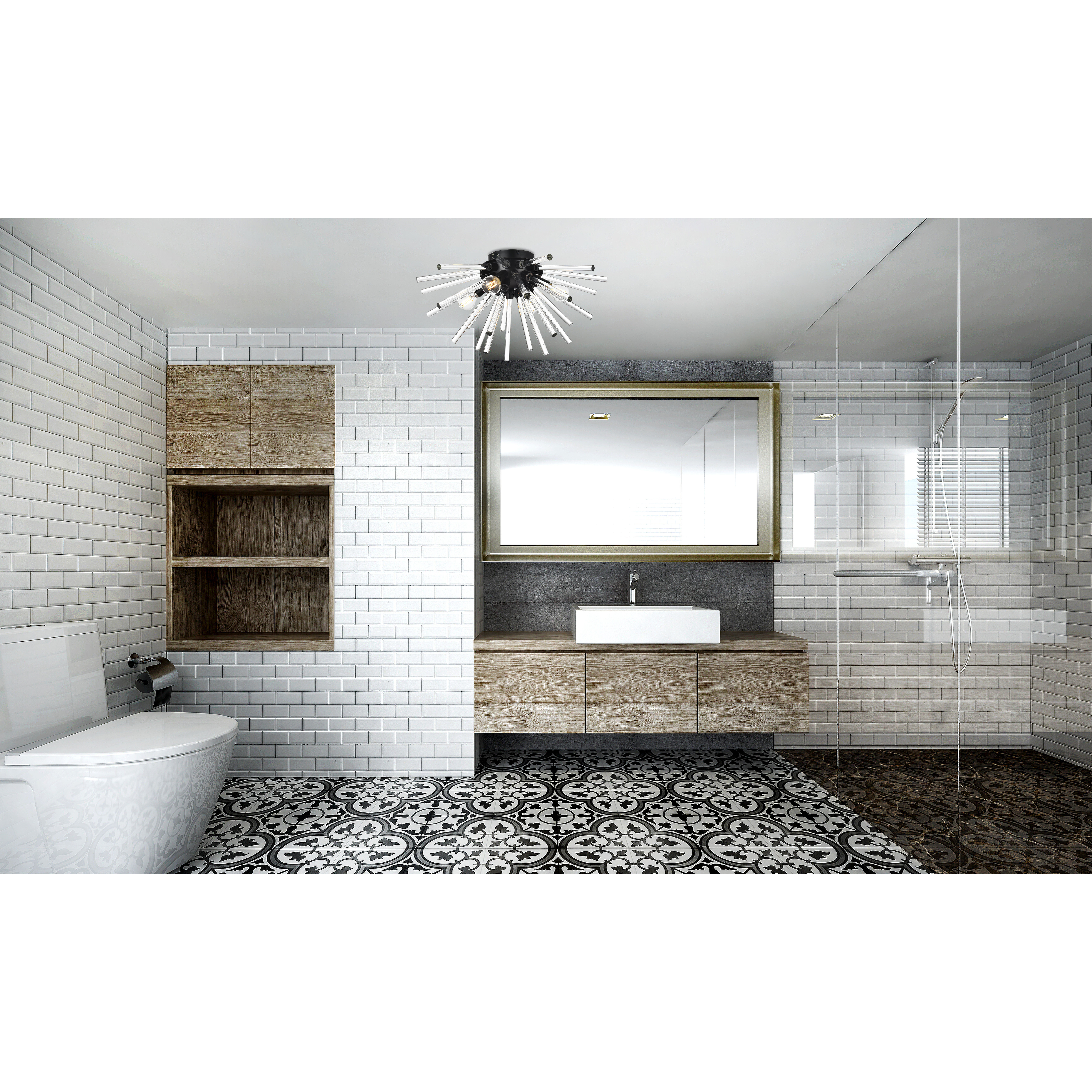 Sienna 4 Light 18 inch Black Wall Sconce Wall Light, can be Flush Mounted