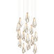 Glace 15 Light 23 inch White and Antique Brass with Silver Multi-Drop Pendant Ceiling Light