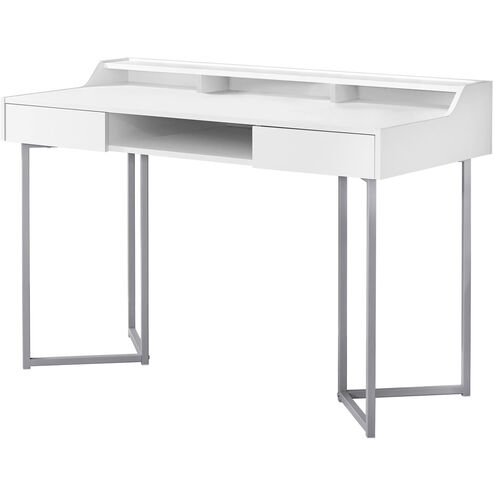 Exeter 48 X 22 inch White and Silver Computer Desk