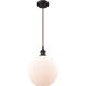 Ballston Large Athens LED 10 inch Oil Rubbed Bronze Mini Pendant Ceiling Light in Matte White Glass, Black Textured, Ballston