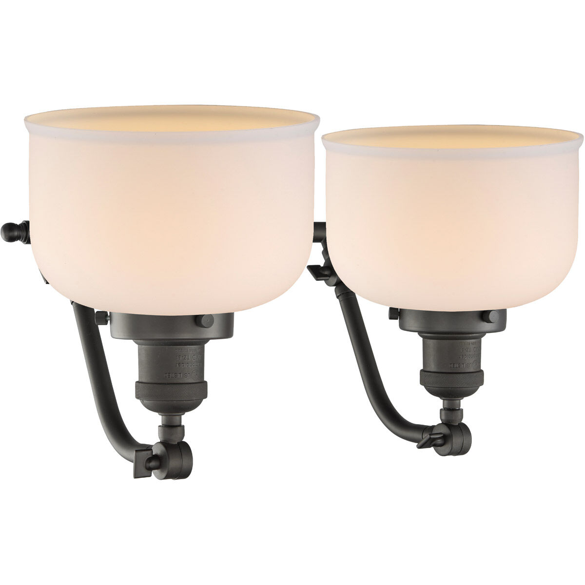 Franklin Restoration Large Bell LED 18 inch Oil Rubbed Bronze Bath Vanity Light Wall Light in Matte White Glass, Franklin Restoration