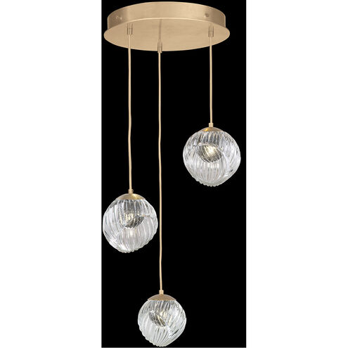 Nest 3 Light 20 inch Gold Pendant Ceiling Light in Smokey Quartz Studio Glass