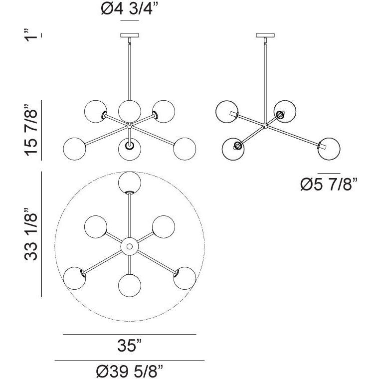 Novo 6 Light 33.13 inch Aged Gold Brass Chandelier Ceiling Light in Aged Gold Brass and Opal Glass