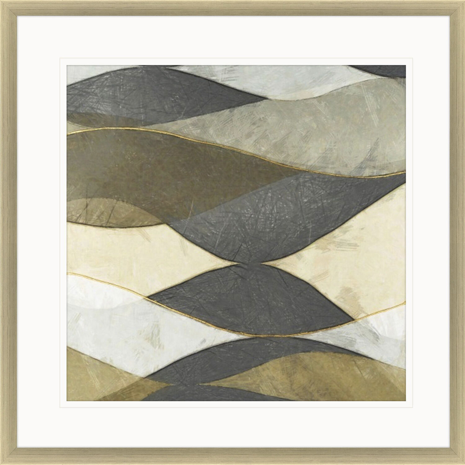 Natural Waves Gray and Metallic and Multi and Neutral Framed Art
