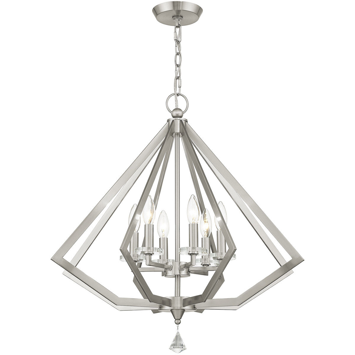 Diamond 6 Light 25 inch Brushed Nickel Chandelier Ceiling Light