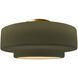 Radiance 1 Light 14.5 inch Matte Green and Brushed Brass Semi Flush Ceiling Light