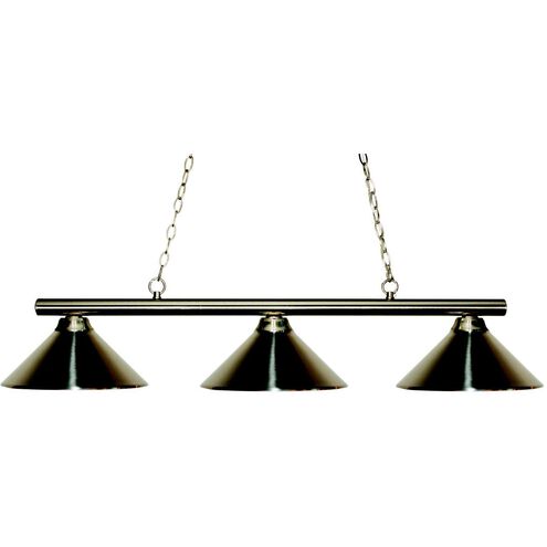 Sharp Shooter 3 Light 48 inch Brushed Nickel Billiard Ceiling Light in Metal Brushed Nickel