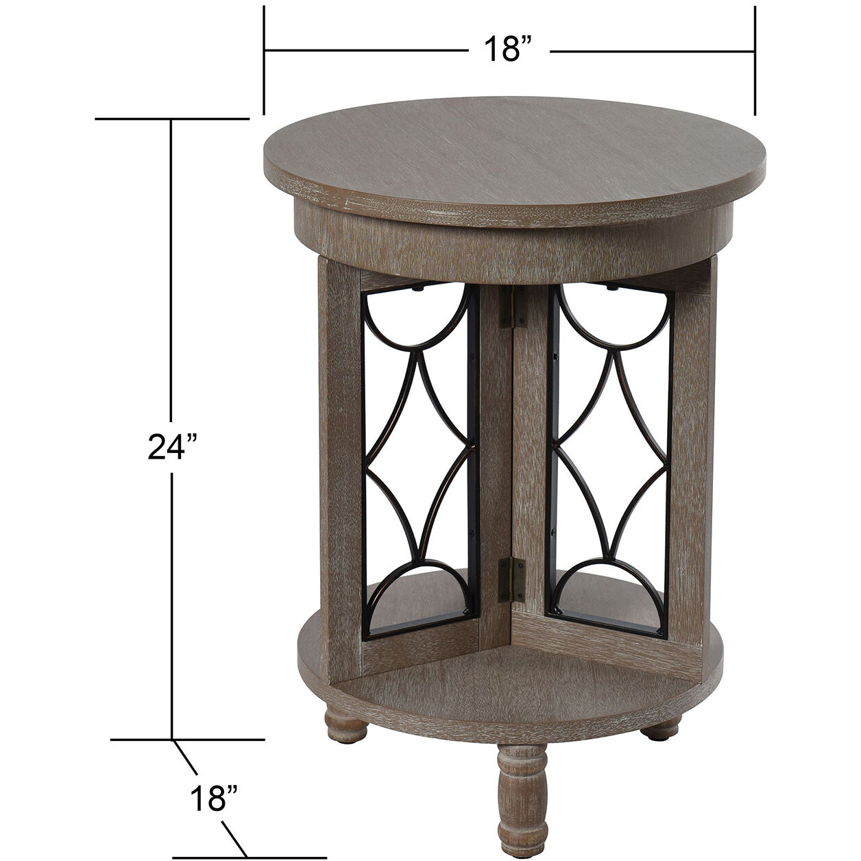 Tipton 24 X 18 inch White Washed and Black Side Table