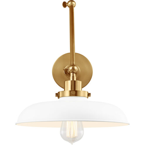 C&M by Chapman & Myers Wellfleet 26 inch 75 watt Matte White and Burnished Brass Task Sconce Wall Light in Matte White / Burnished Brass