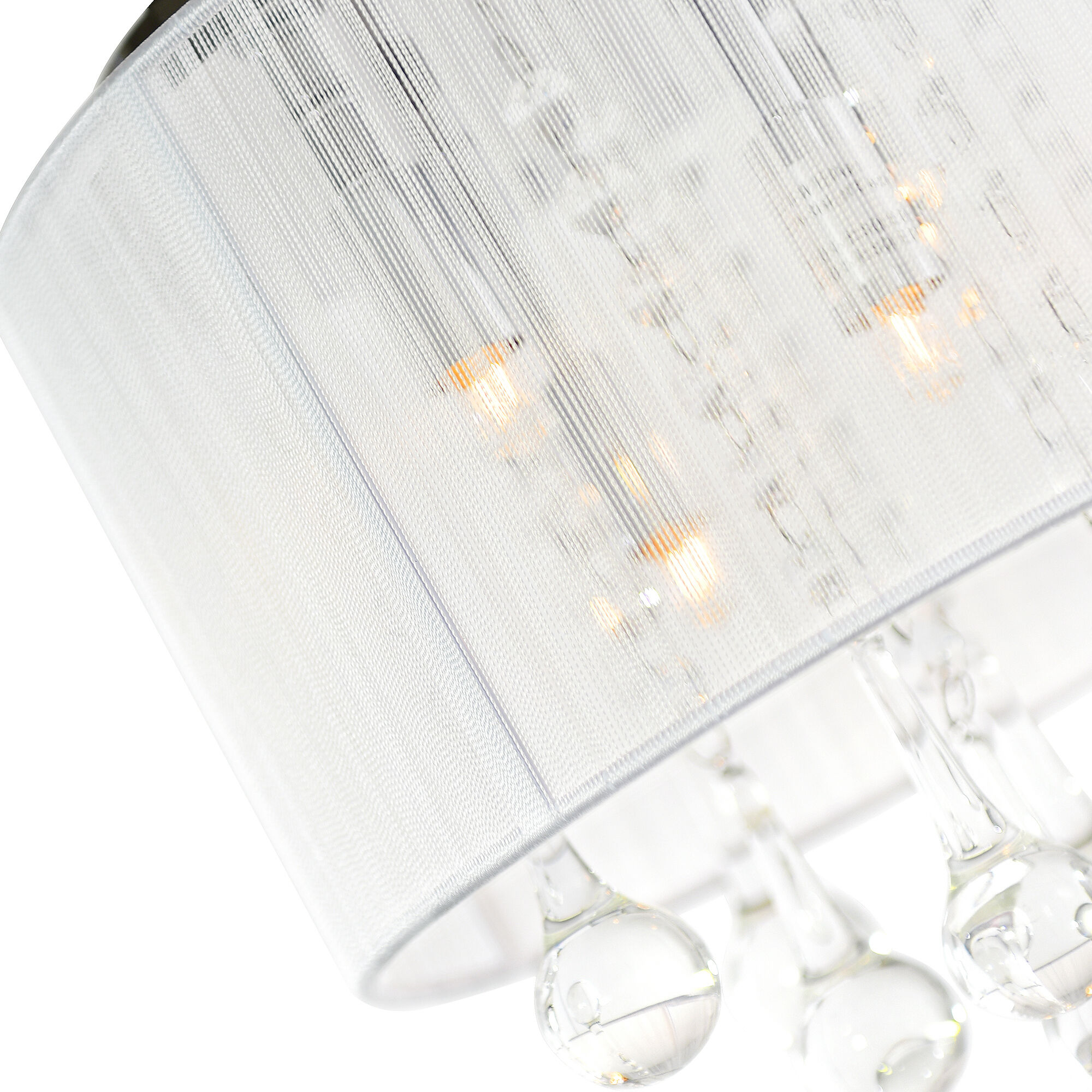 Water Drop 4 Light 10 inch Chrome Drum Shade Flush Mount Ceiling Light in White