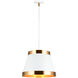 Caske 3 Light 17 inch White Pendant Ceiling Light in White and Aged Gold Brass