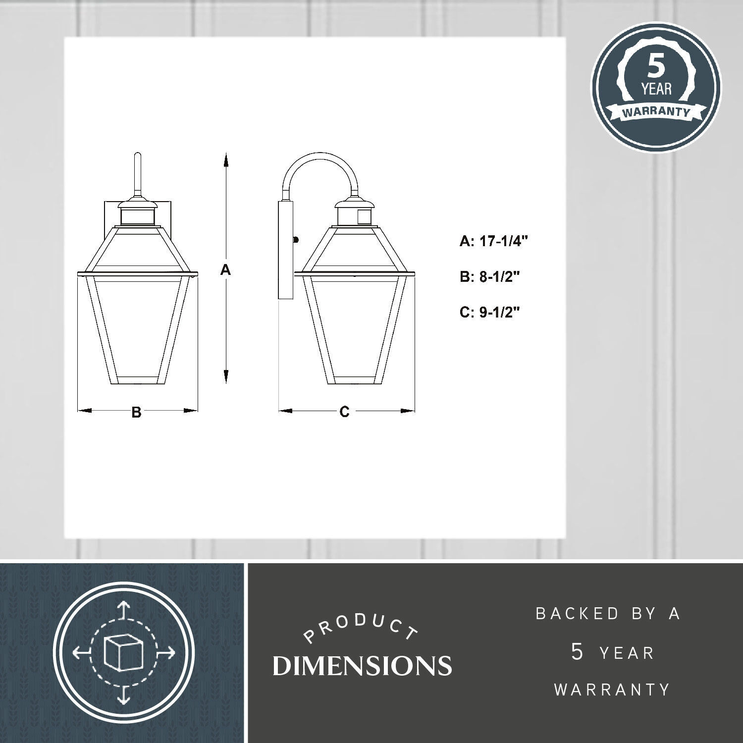 Nottingham Textured Black Outdoor Motion Sensor in 2