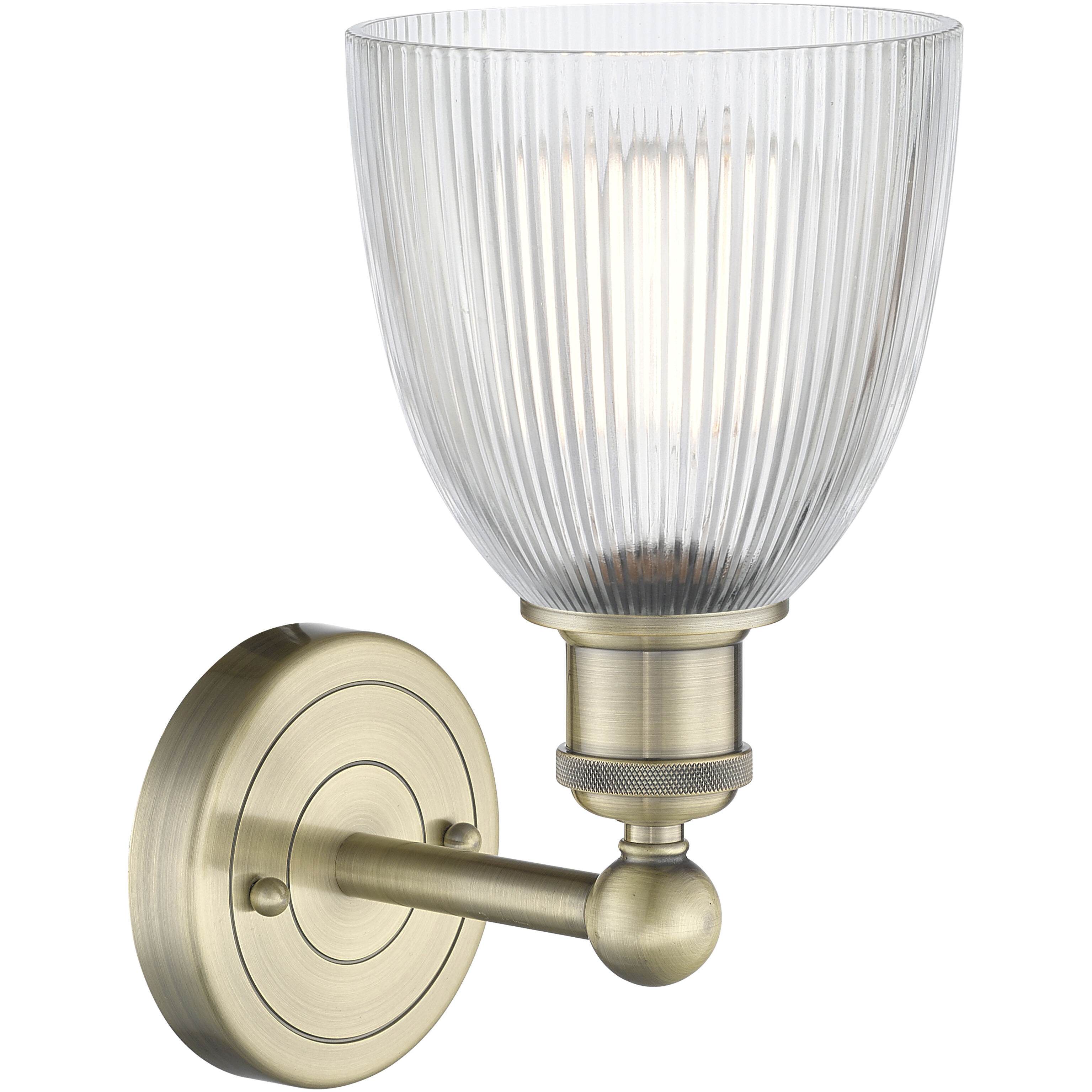 Castile Sconce Wall Light in Antique Brass, Clear