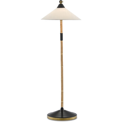 Lisbon 62 inch 150.00 watt Natural/Rattan/New Brass/Satin Black Floor Lamp Portable Light