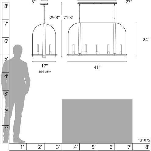 Triomphe 9 Light 41 inch Black Linear Pendant Ceiling Light