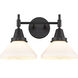 Caden LED 17 inch Matte Black Bath Vanity Light Wall Light in White Glass