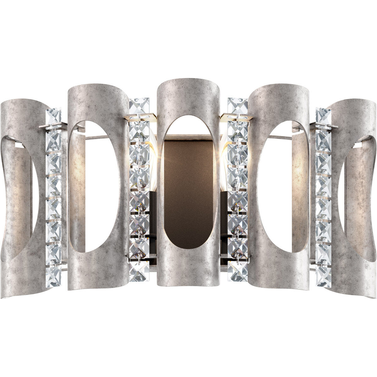 Twilight 2 Light 6 inch Antique Silver Wall Sconce Wall Light in Optic