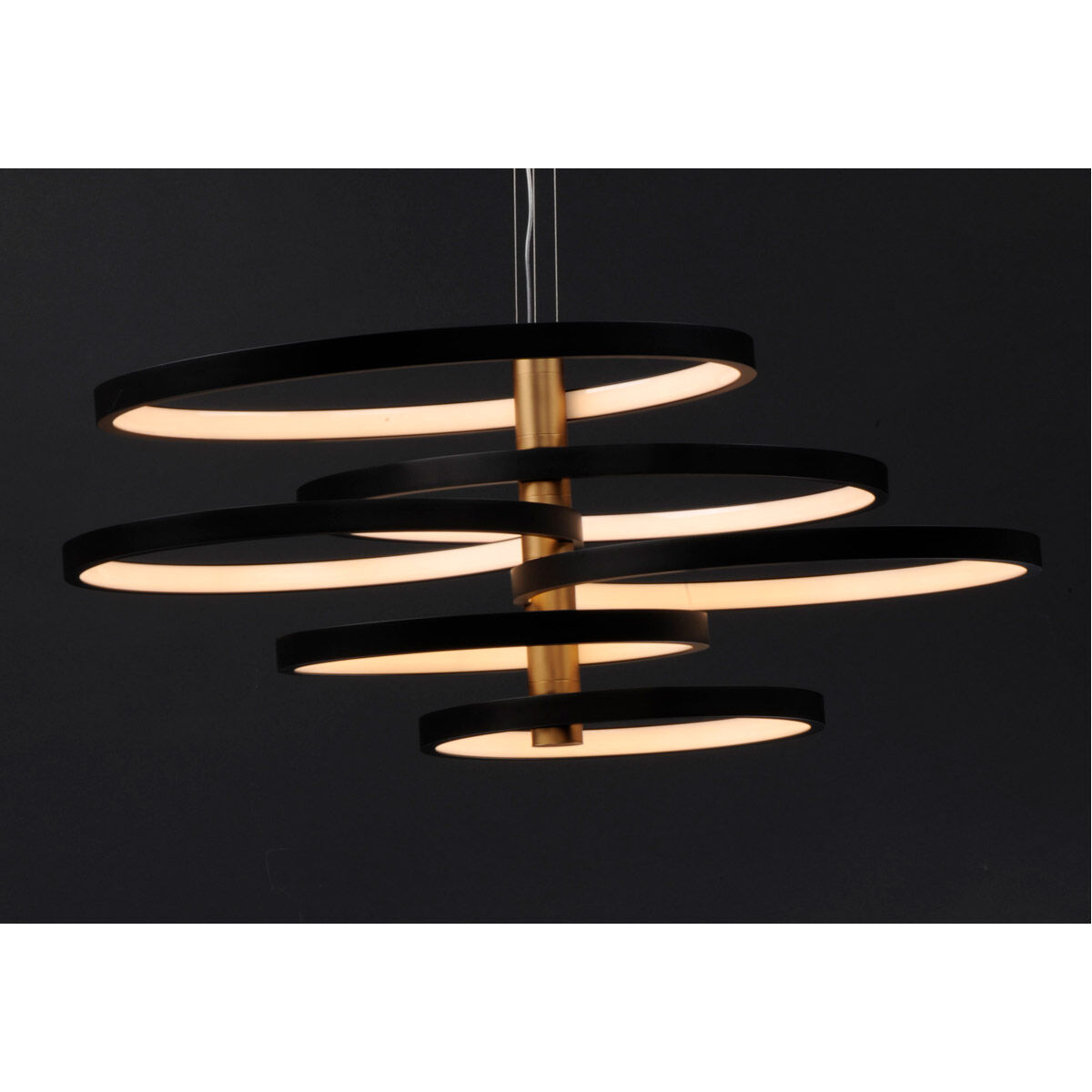 Hoopla LED 45.25 inch Black and Gold Multi-Light Pendant Ceiling Light