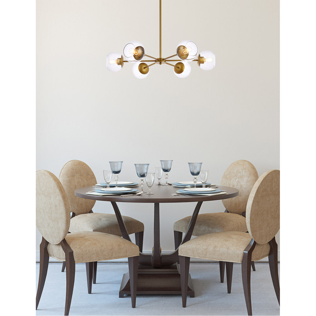 Briggs 6 Light 30 inch Brass Pendant Ceiling Light
