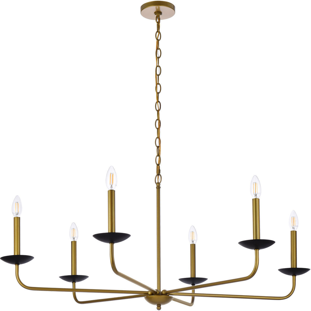 Cohen 6 Light 42 inch Black and Brass Pendant Ceiling Light