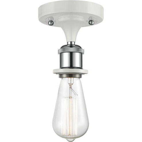 Ballston Bare Bulb 1 Light 5 inch White and Polished Chrome Semi-Flush Mount Ceiling Light, Ballston