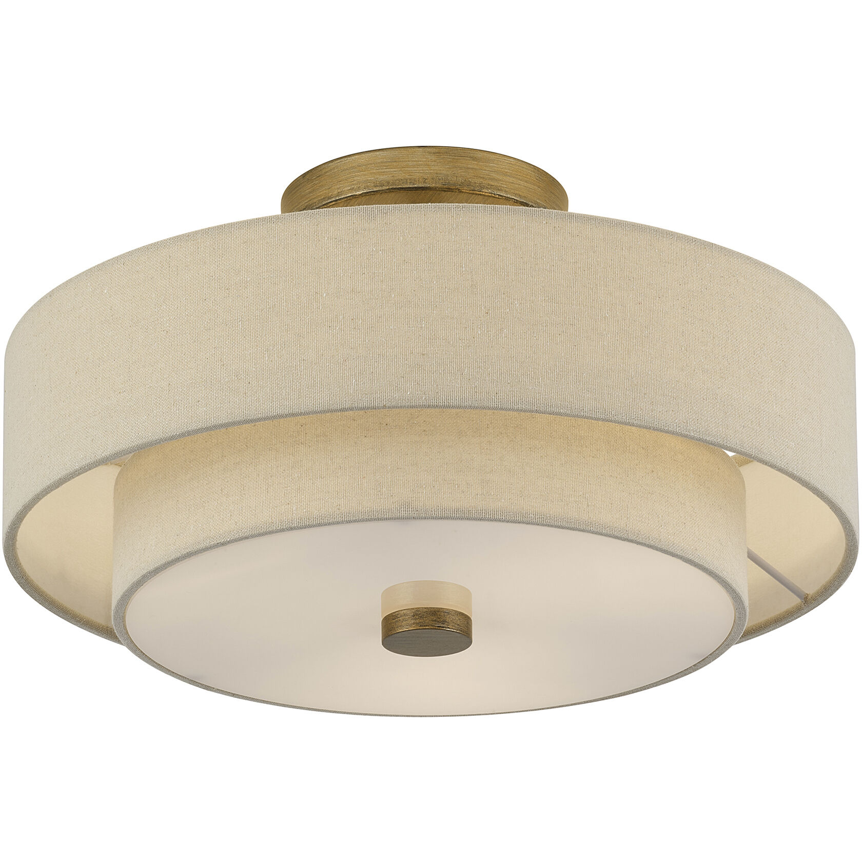 Bellingham 3 Light 15 inch Antique Gold Leaf Semi Flush Mount Ceiling Light, Large