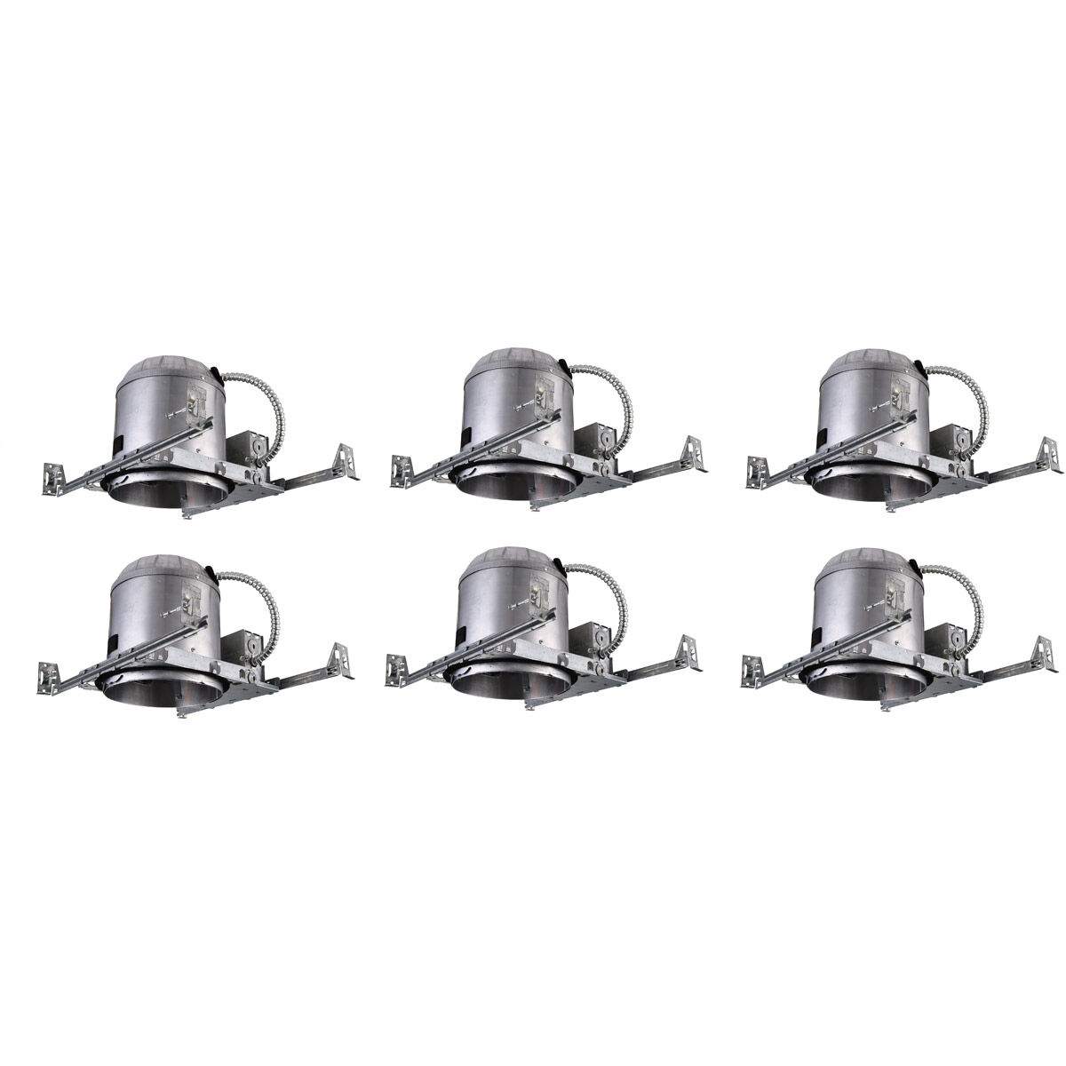 Signature PAR30/R30/PAR30LED/PAR38LED Recessed Housing, 6in, New Construction, IC Rated, Pack of 6